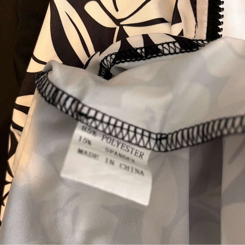 Soneven Black and White Floral 1/4 Zip Golf Polo Wicking Top Size XL - Picture 11 of 11